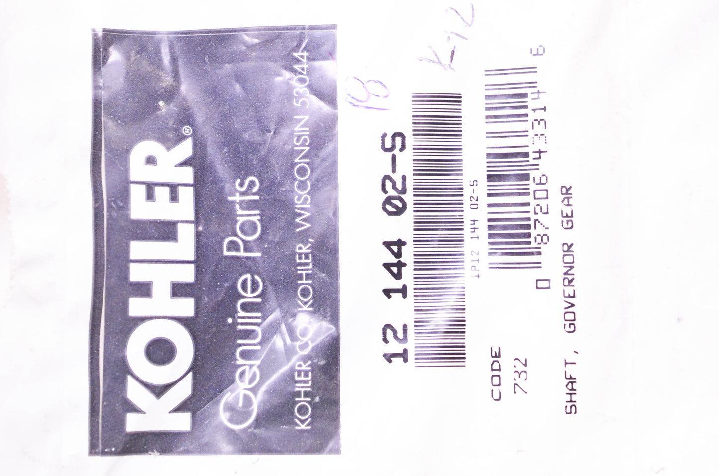 Kohler 12 144 02-S Governor Gear Shaft NOS