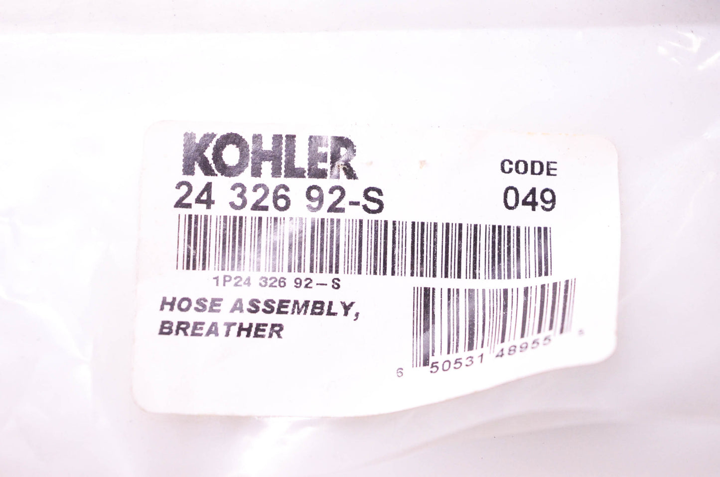Kohler 24 326 92-S, 24 326 89 Breather Hose Assembly NOS