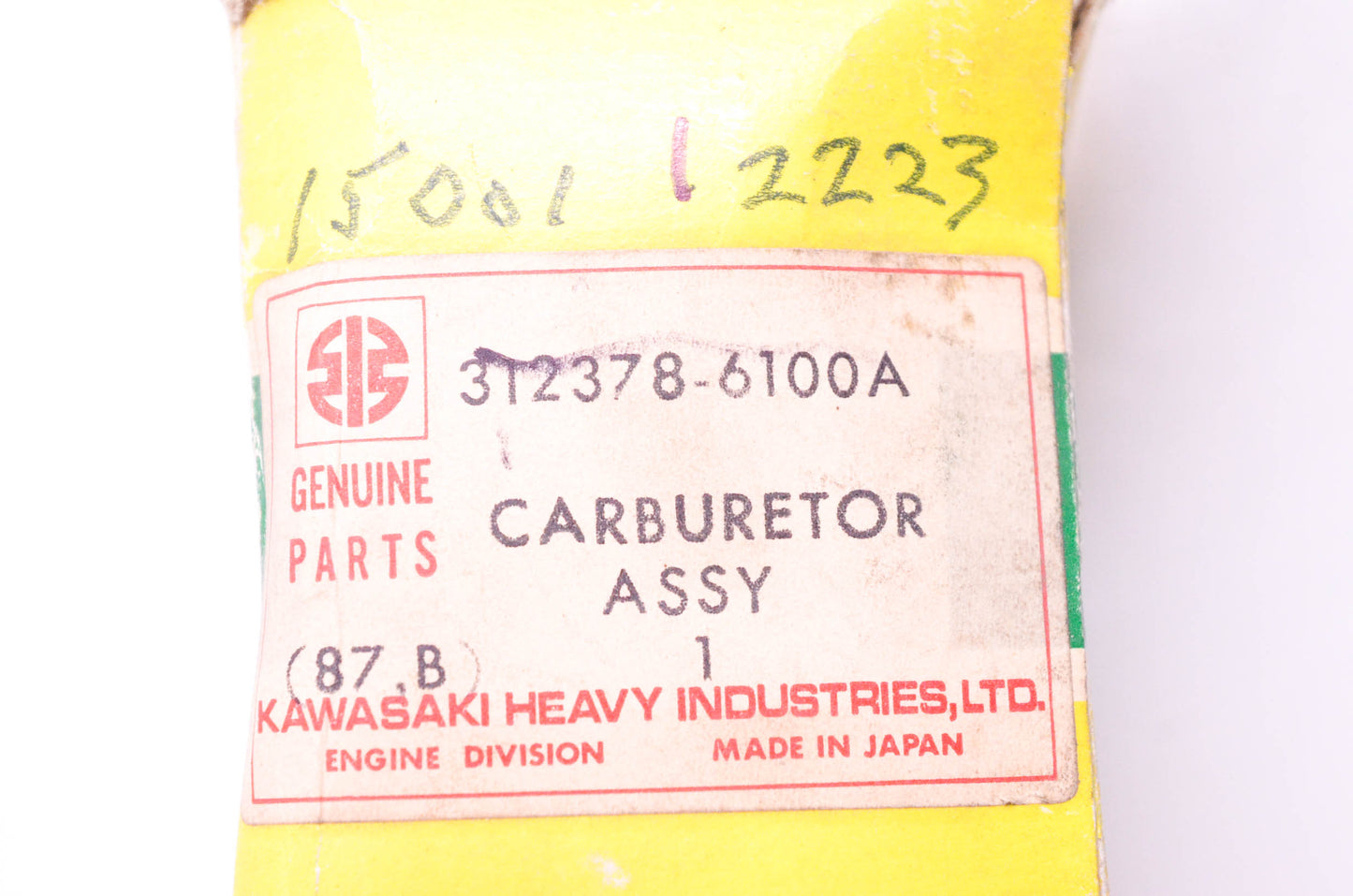 New OEM Kawasaki 312378-6100A, 15001 2223 Carburetor Assembly NOS