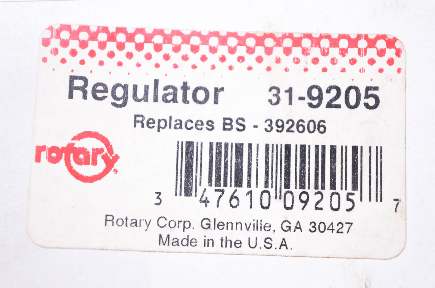 Rotary 31-9205, 392606 Regulator NOS