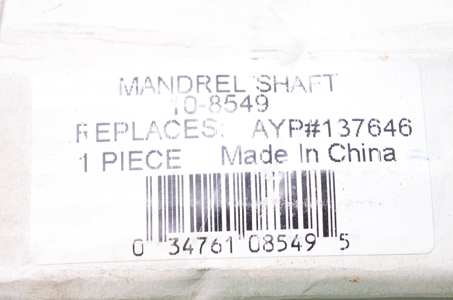 Rotary 10-8549, 137646 Mandrel Shaft NOS