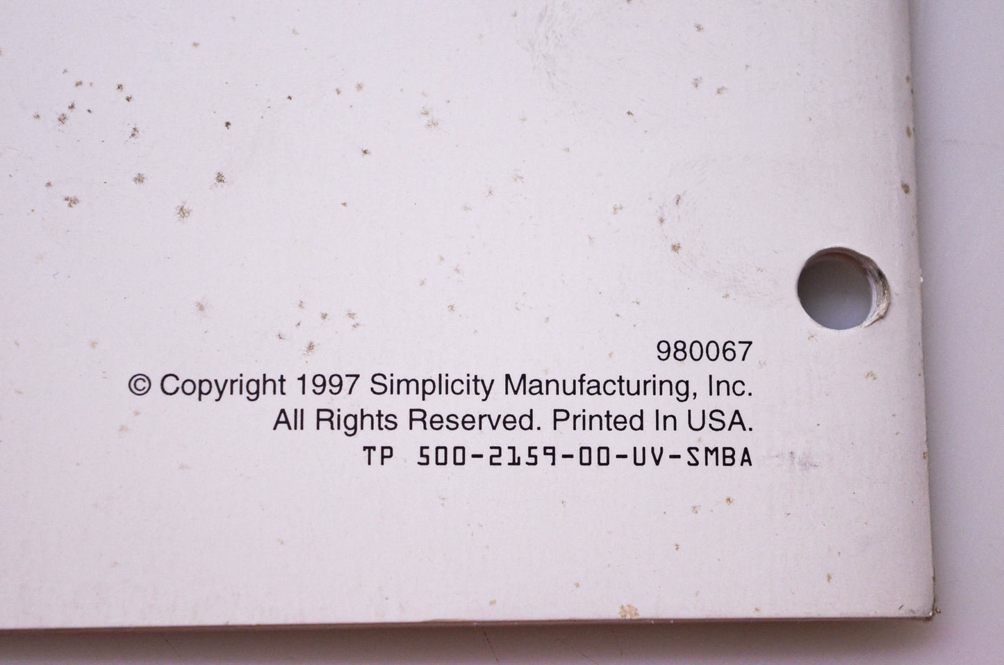 Simplicity Manufacturing 980067 Electrical Information Manual 1998