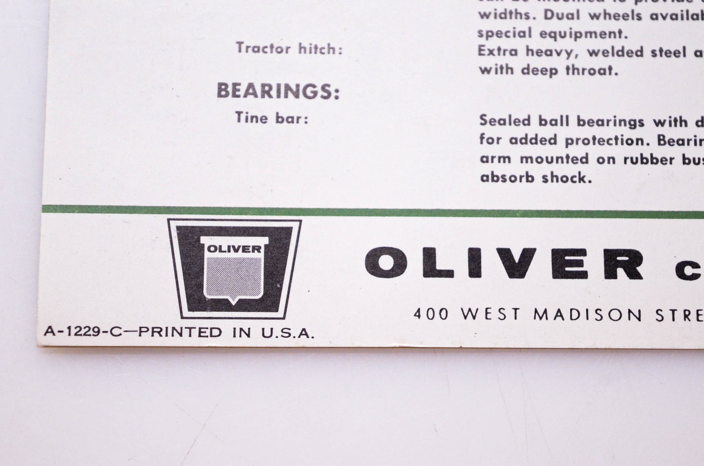 Oliver A-1229-C, 10M-4-61 Oliver Number 107 Side Delivery Rake Brochure