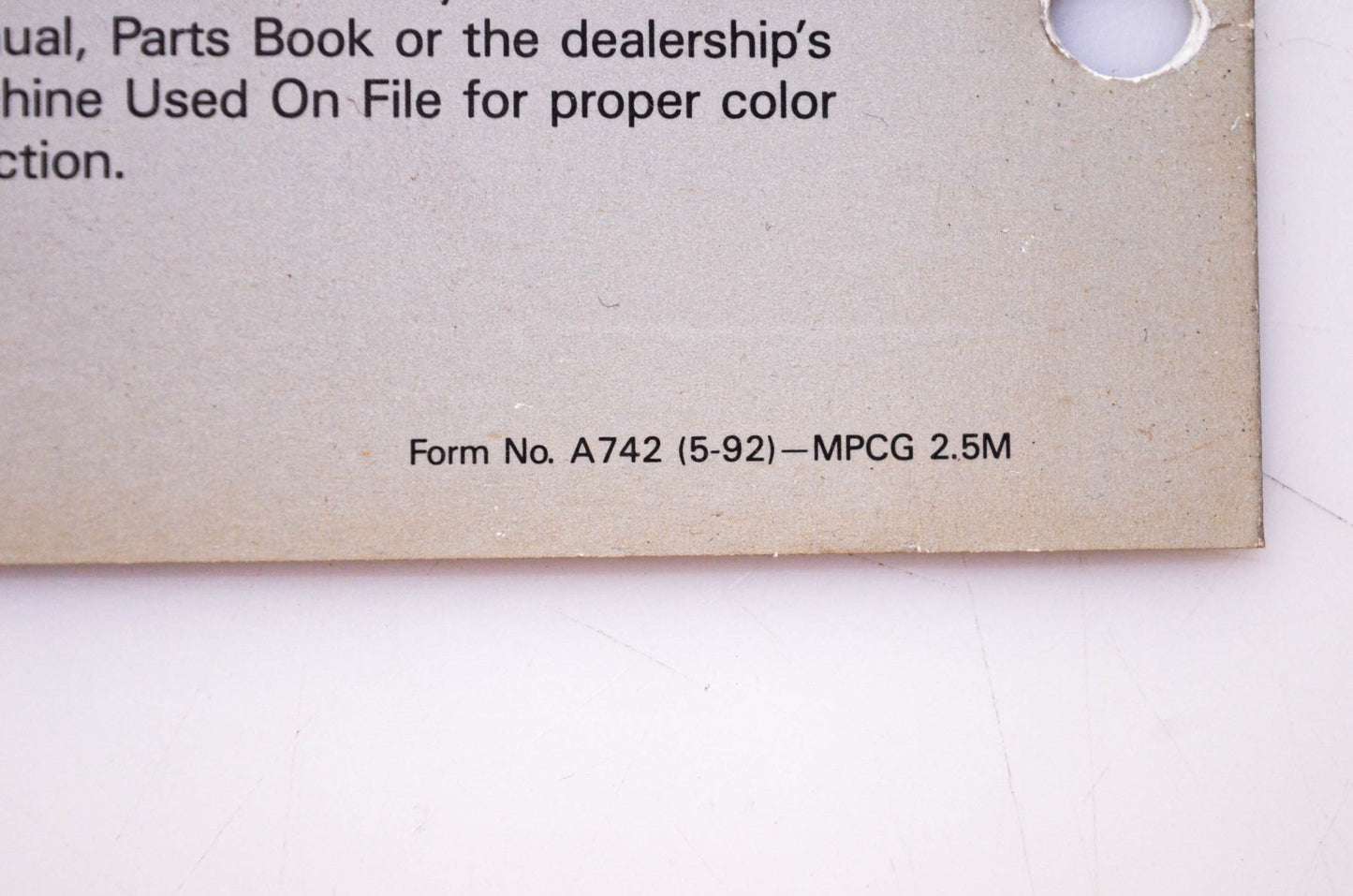 Massey Ferguson A742 (5-92), MPCG 2.5M High Performance Enamels Paint Chart