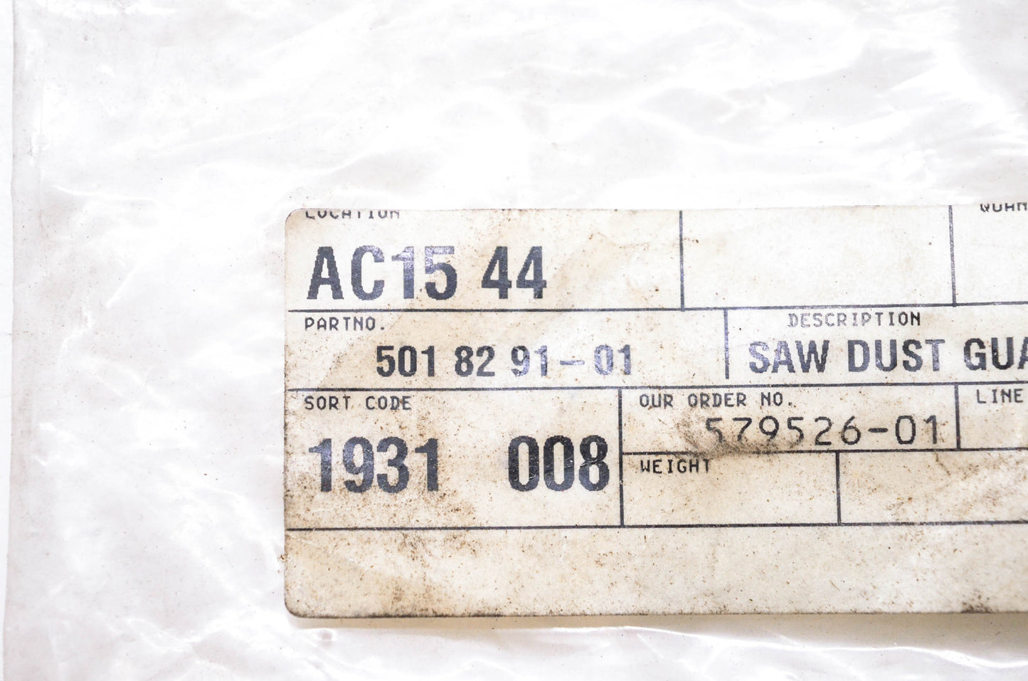 New OEM Husqvarna 501 82 91-01, 501829101 Saw Dust Guard NOS