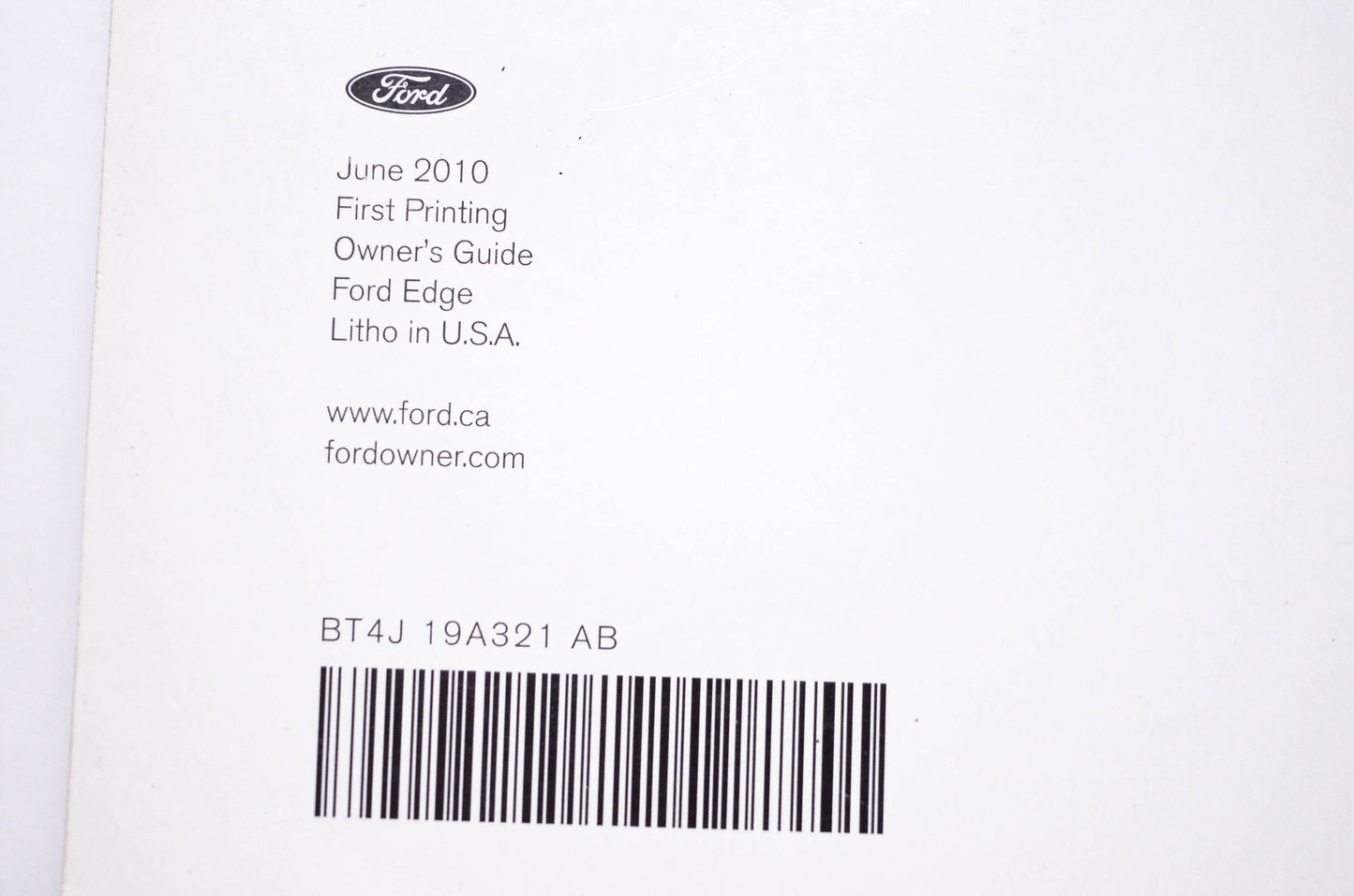 OEM Ford BT4J 19A321 AB, BT4J 19G217 AA, BT4J 19A285 AA Ford 2011 Edge Owner's Guide Kit