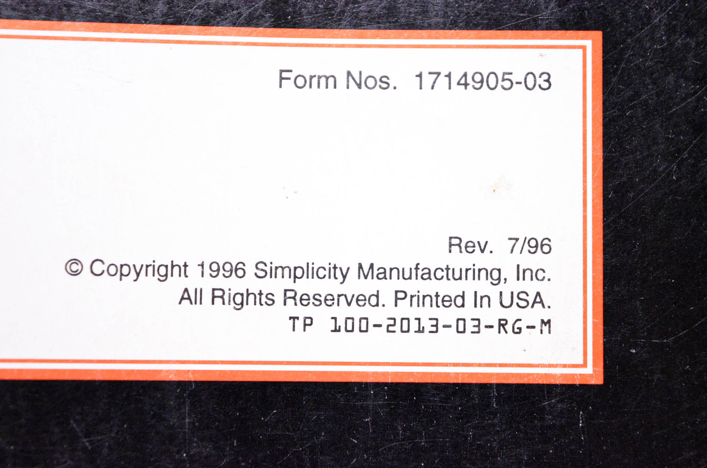 Massey Ferguson 1714905-03, 100-2013-03-RG-M Lawn & Garden Equipment Operator's Manual 2500 Series