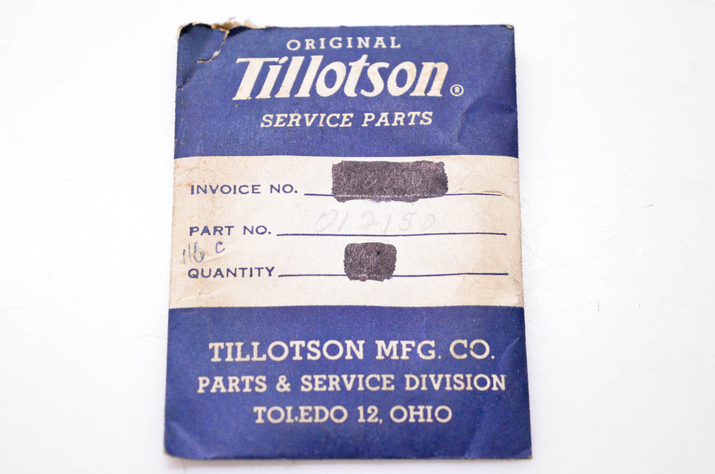 Tillotson 012150 Gasket NOS