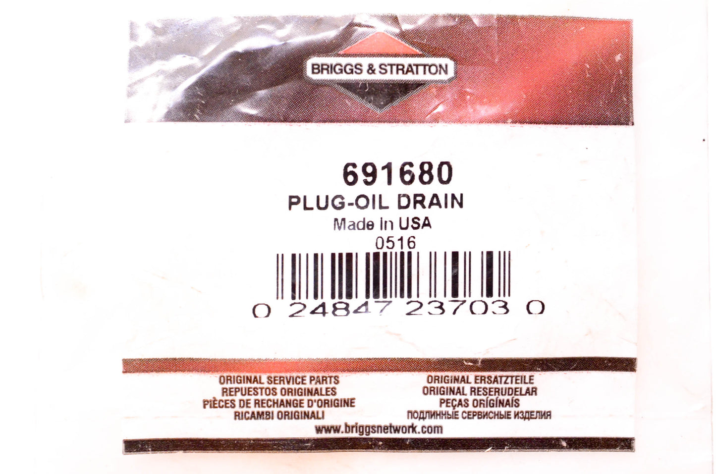 New OEM Briggs & Stratton 691680 Oil Drain Plug NOS
