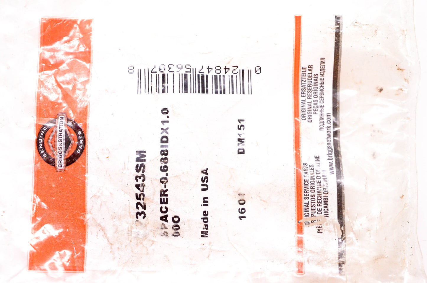 New OEM Briggs & Stratton 1732543SM Spacer NOS