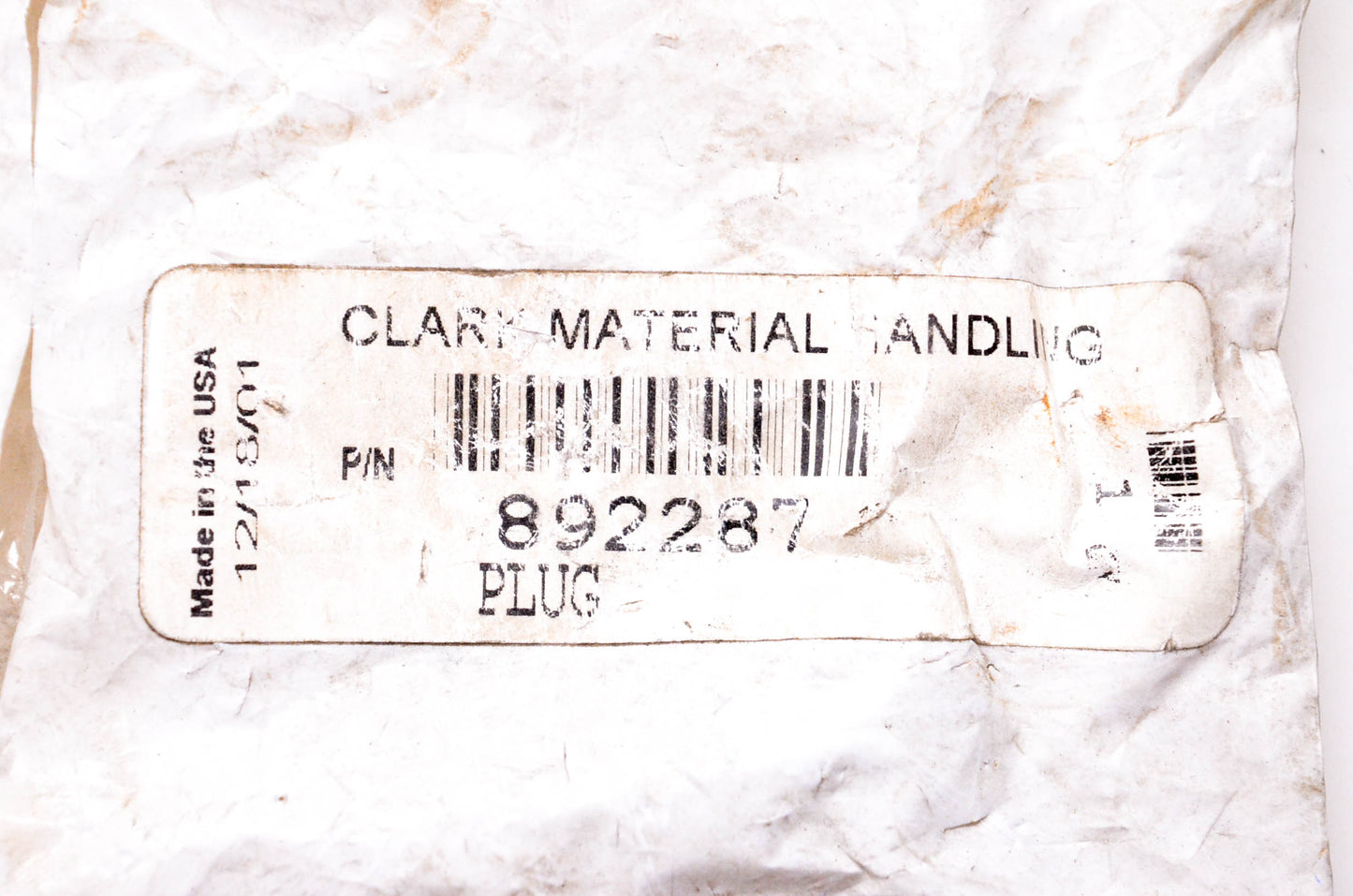 Clark 892287 Plug NOS