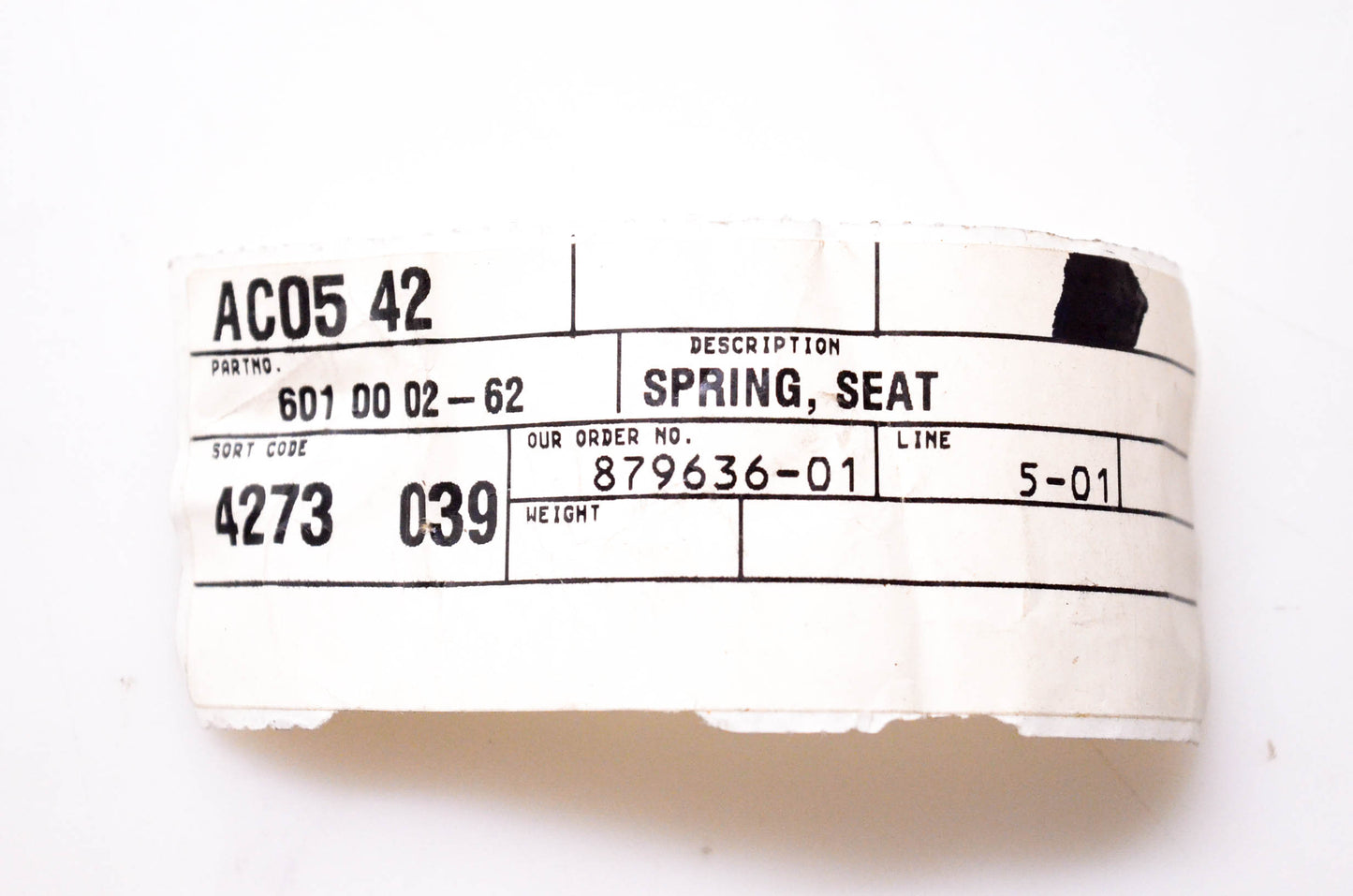 New OEM Husqvarna 601 00 02-62, 601000262 Seat Spring NOS