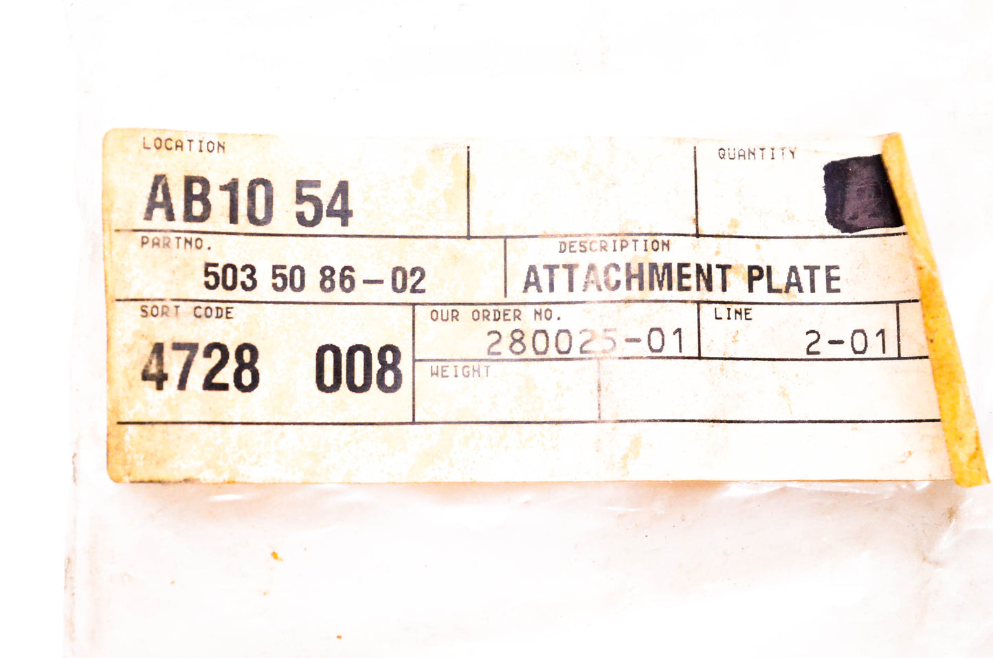 New OEM Husqvarna 503 50 86-02 Attachment Plate NOS