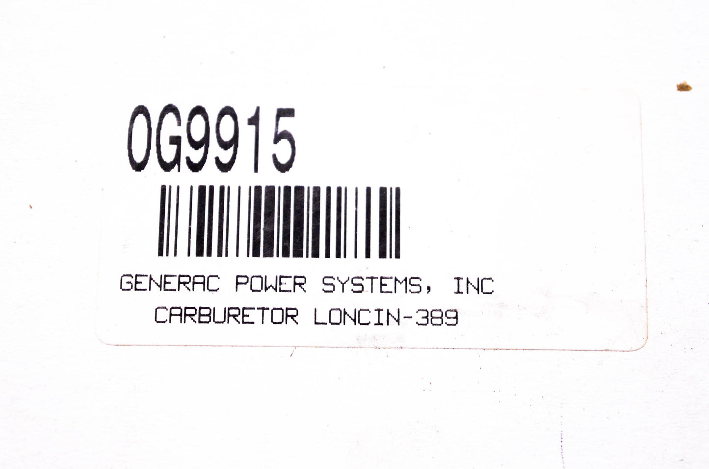 Generac 0G9915 Carburetor NOS