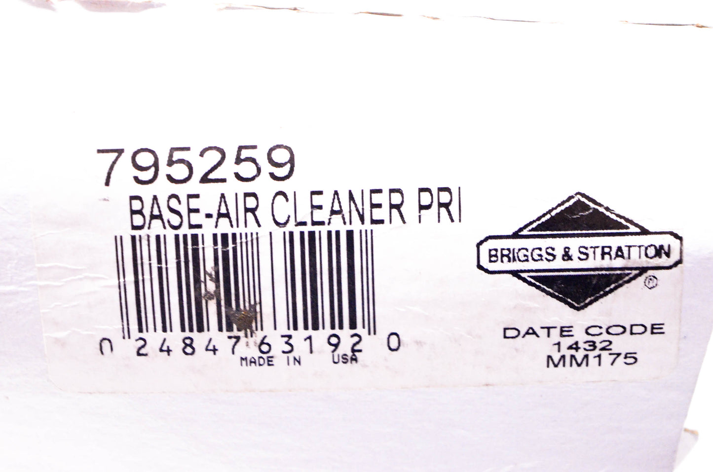 New OEM Briggs & Stratton 795259 Air Cleaner Primer Base NOS