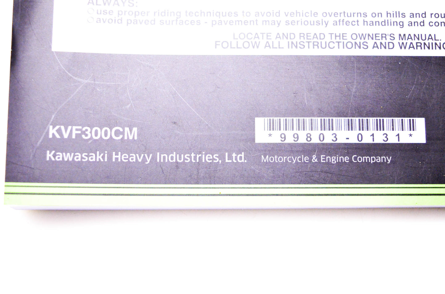 New OEM Kawasaki 99803-0131 Brute Force 300 All Terrain Vehicle Owner's Manual NOS