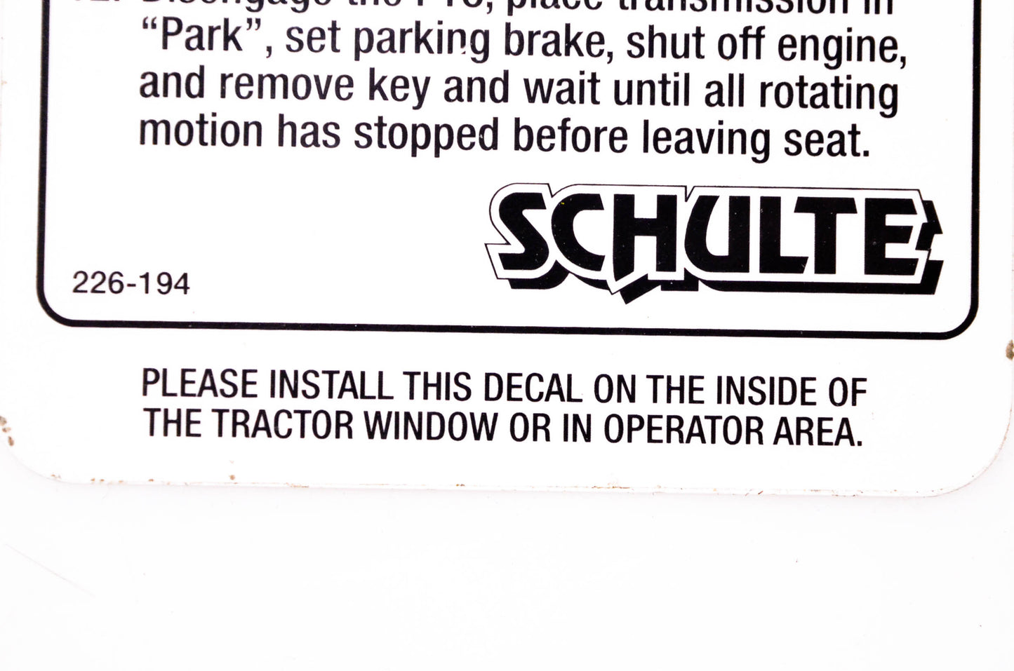 Schulte 226-194 Mowing Safety Tips NOS