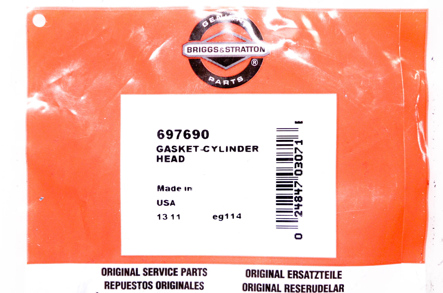 New OEM Briggs & Stratton 697690 Cylinder Head Gasket NOS