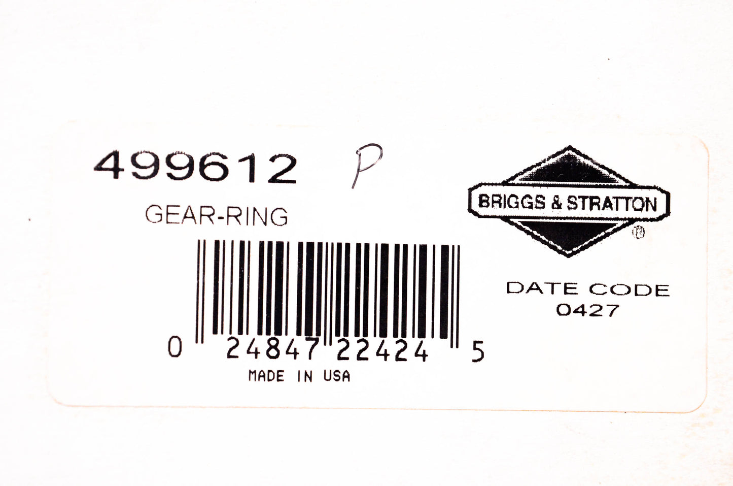 New OEM Briggs & Stratton 499612 Ring Gear Kit NOS