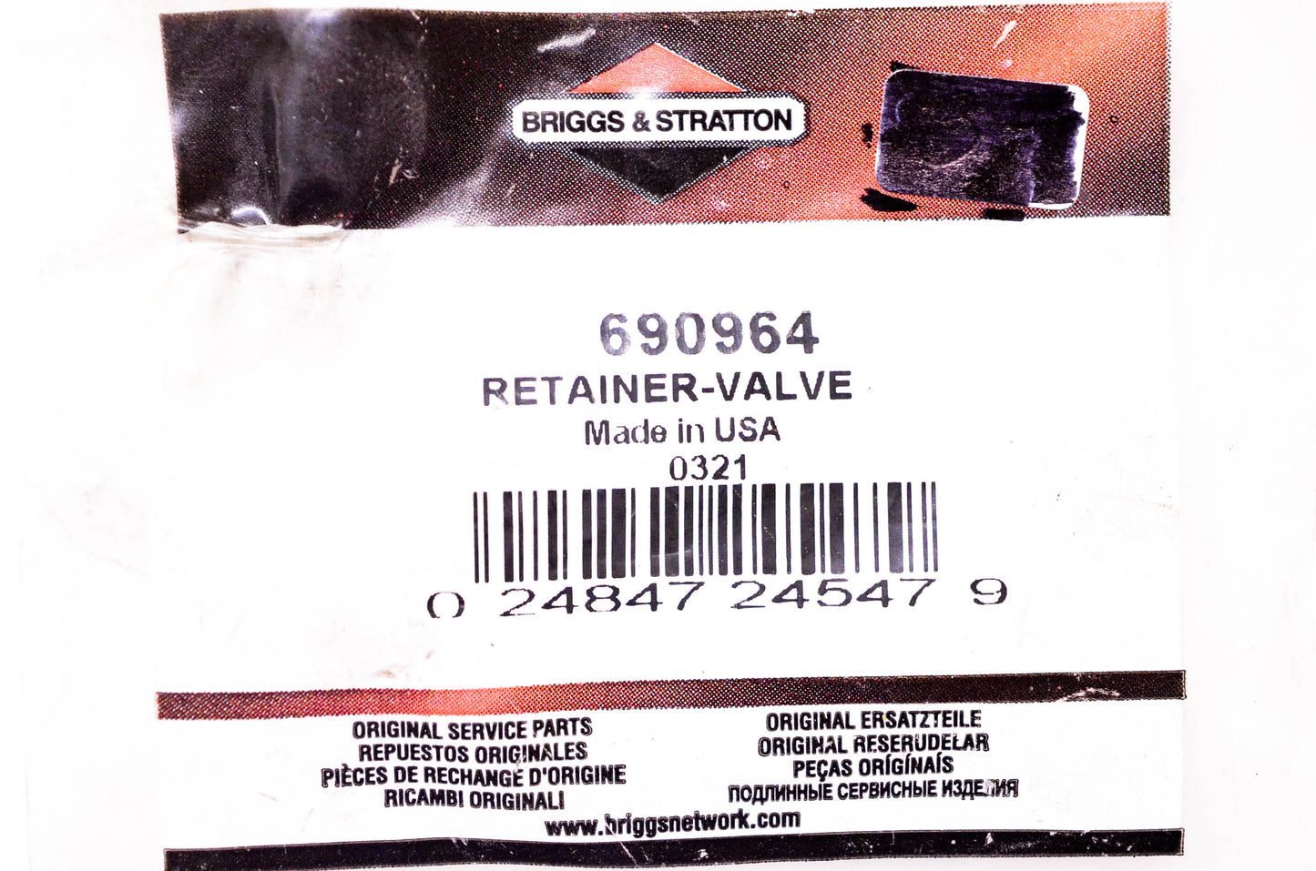 New OEM Briggs & Stratton 690964 Valve Retainer NOS