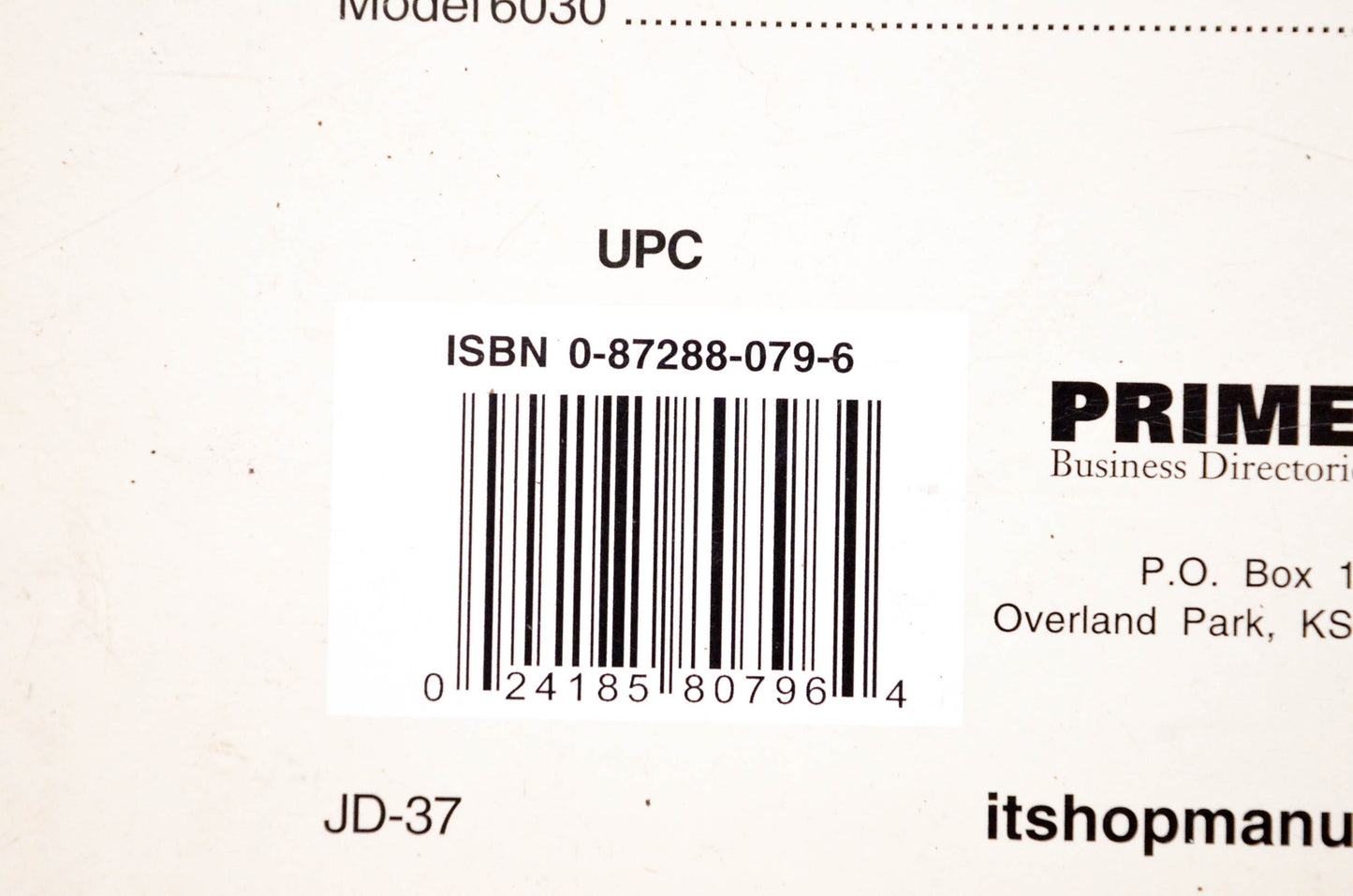I&T Shop Service 0-87288-079-6, JD-37 John Deere Shop Manual