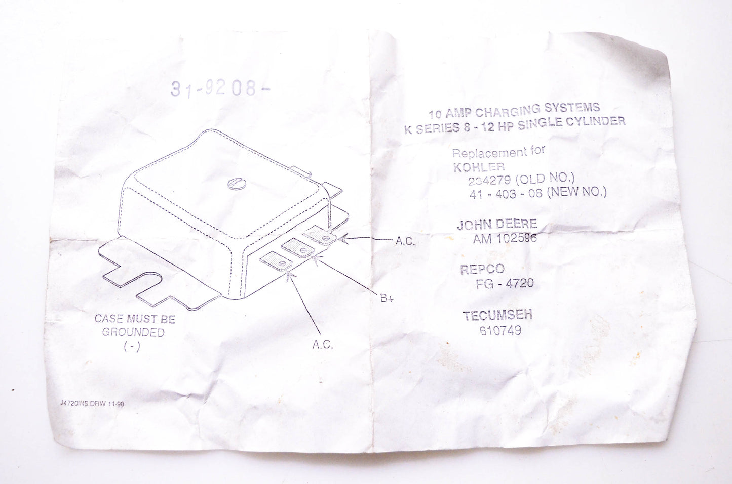 Rotary 31-9208, 234279, 41-403-08 Voltage Regulator NOS