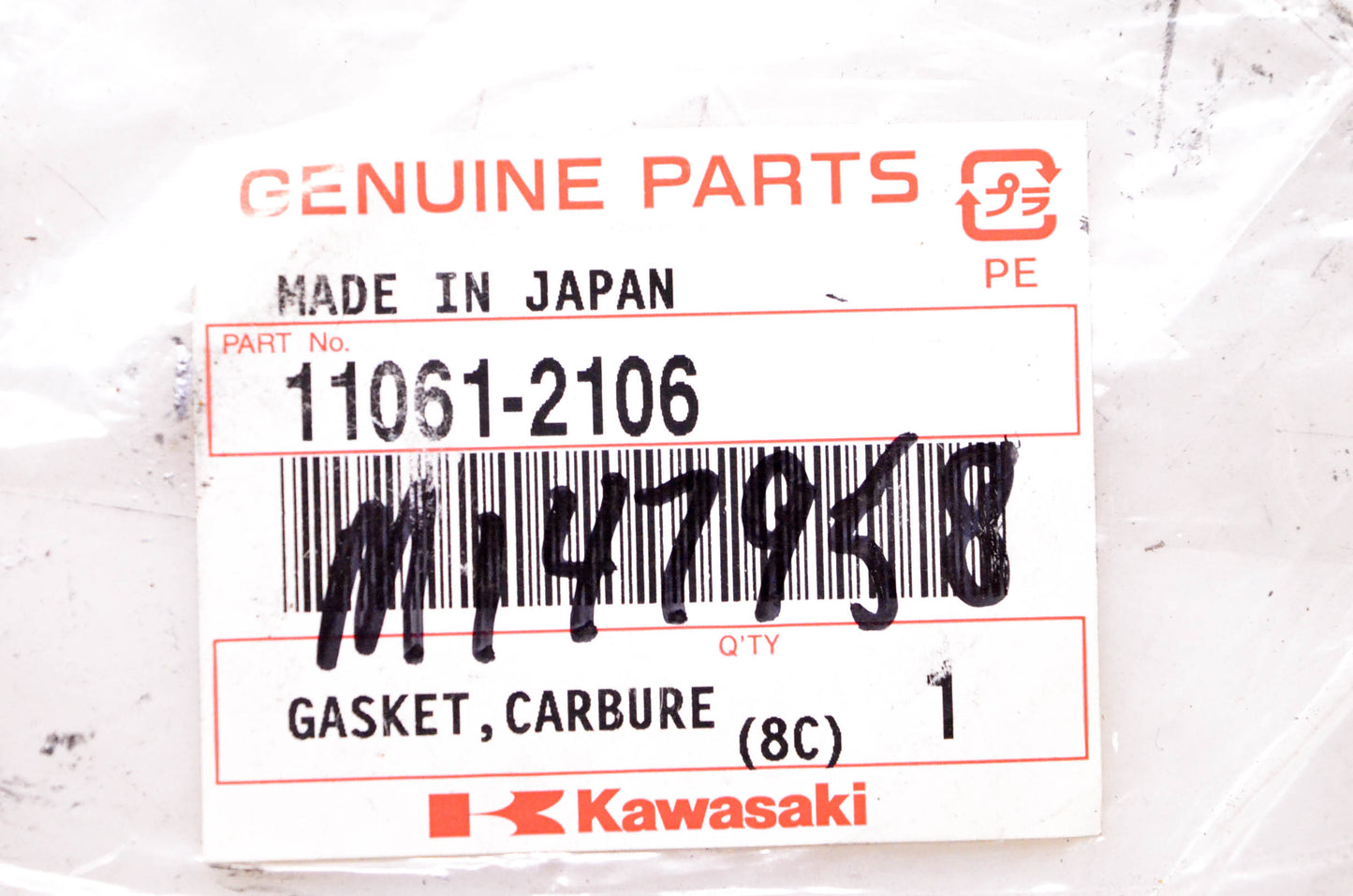 New OEM Kawasaki 11061-2106 Carburetor Gasket NOS