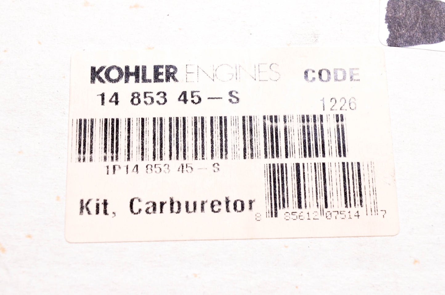 Kohler 14 853 45-S Carburetor NOS