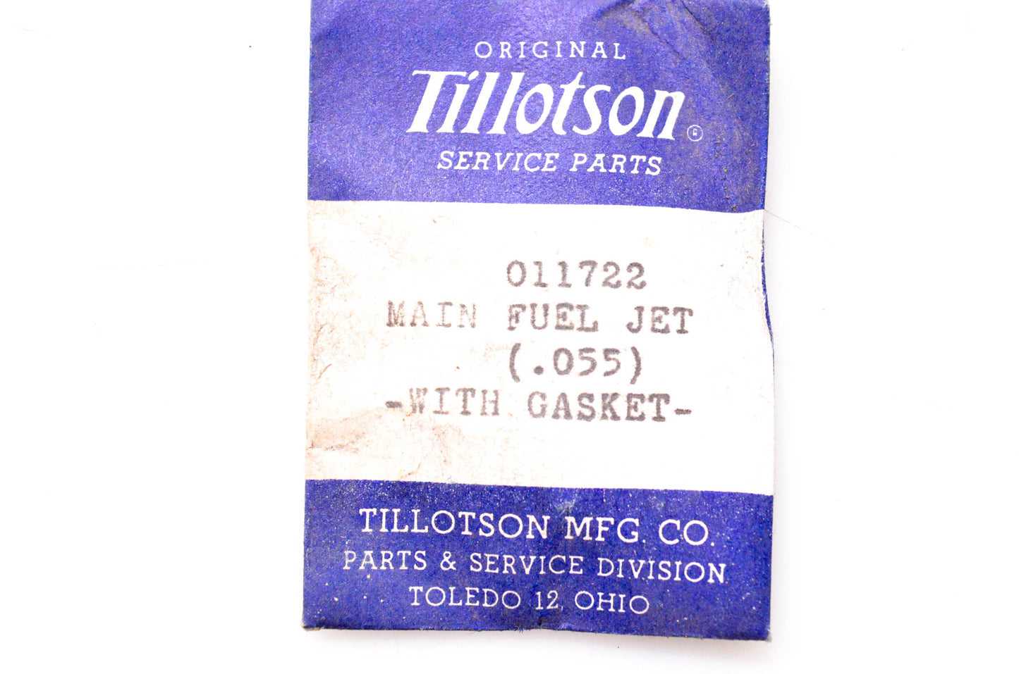 Tillotson 011722 Main Fuel Jet & Gasket NOS