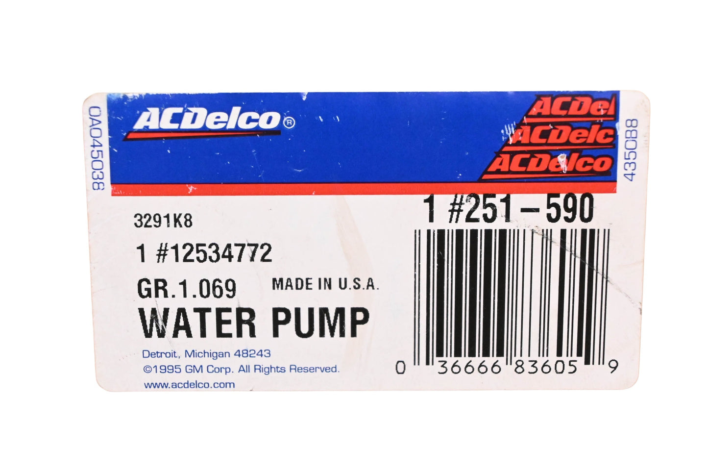 ACDelco 12534772 Water Pump Assembly Kit NOS