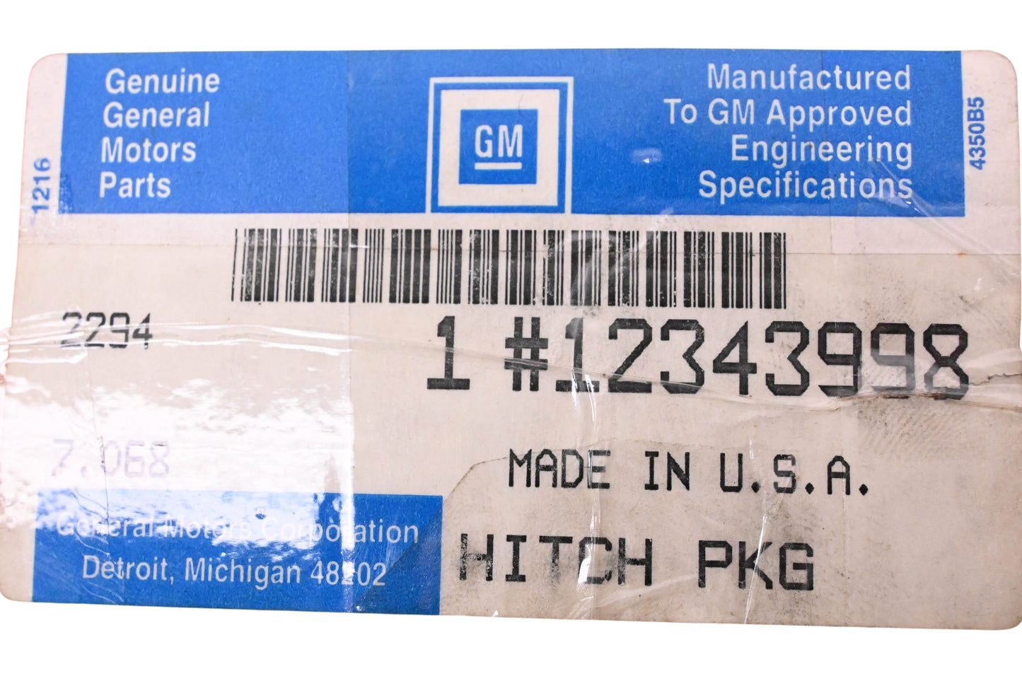 General Motors 12343998 Ball Mount Hitch Assembly NOS