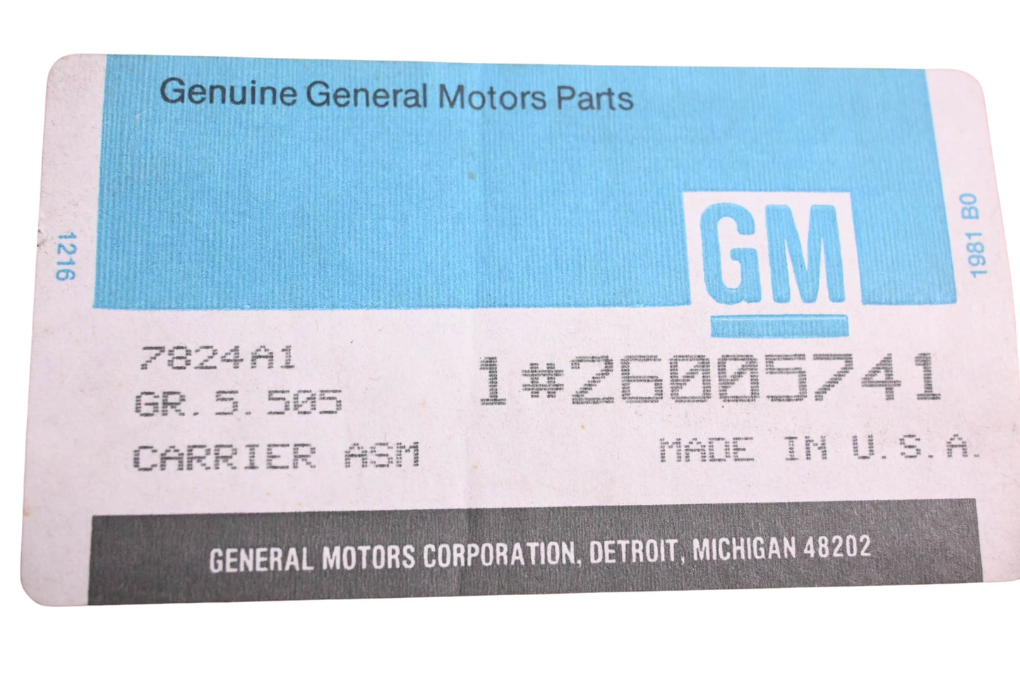 General Motors 26005741, 14056124 Carrier Case Assembly NOS