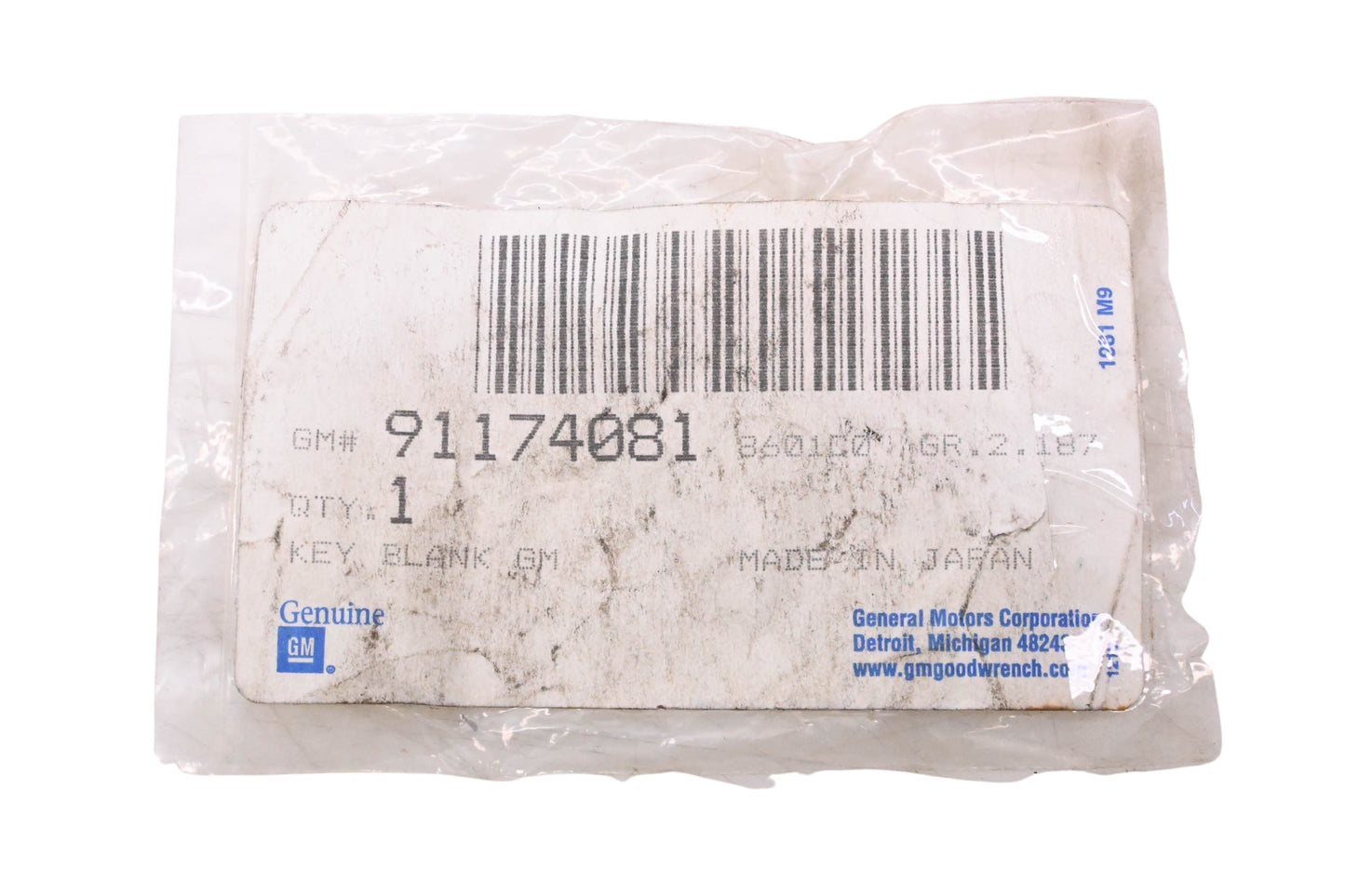 General Motors 91174081 Blank Key NOS
