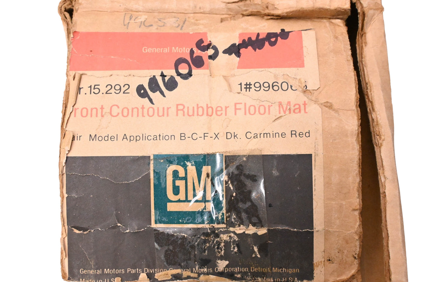 General Motors 996065 Red Front Rubber Floor Mat Kit NOS