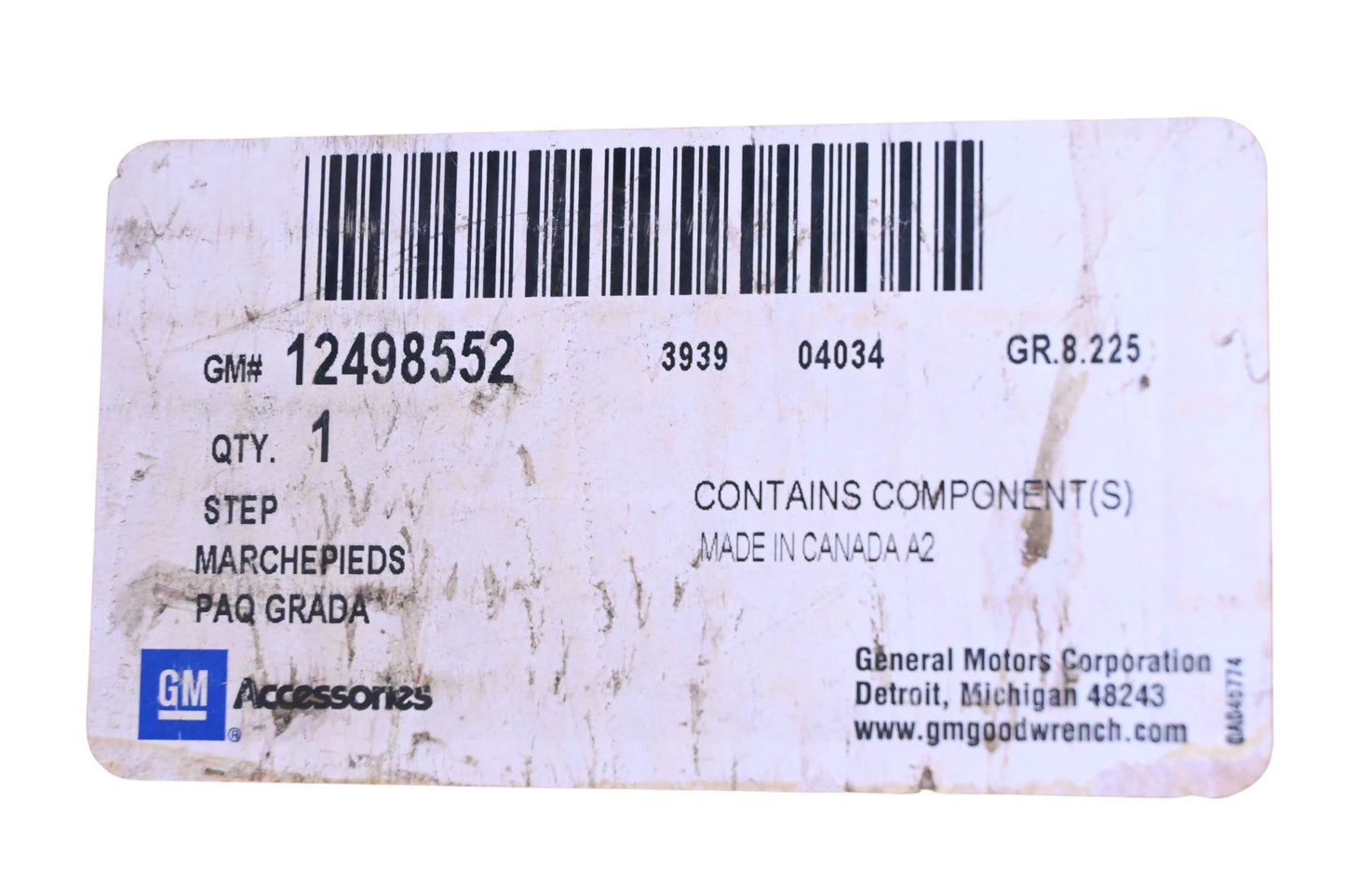General Motors 12498552 Running Board Step Kit NOS