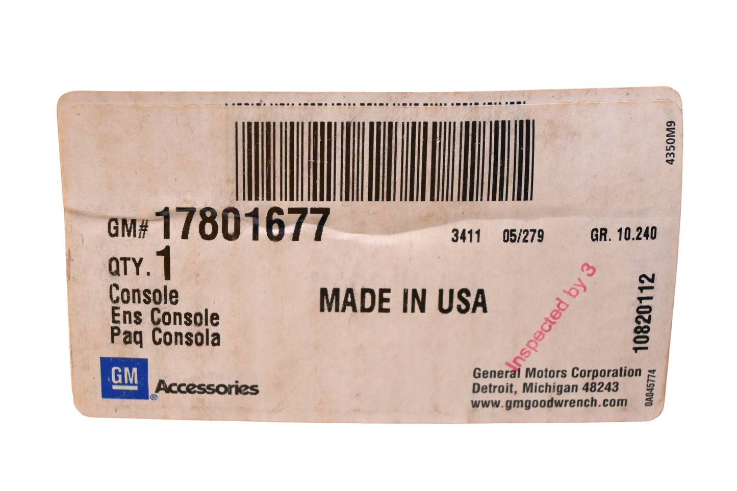 General Motors 17801677 Floor Console Assembly NOS