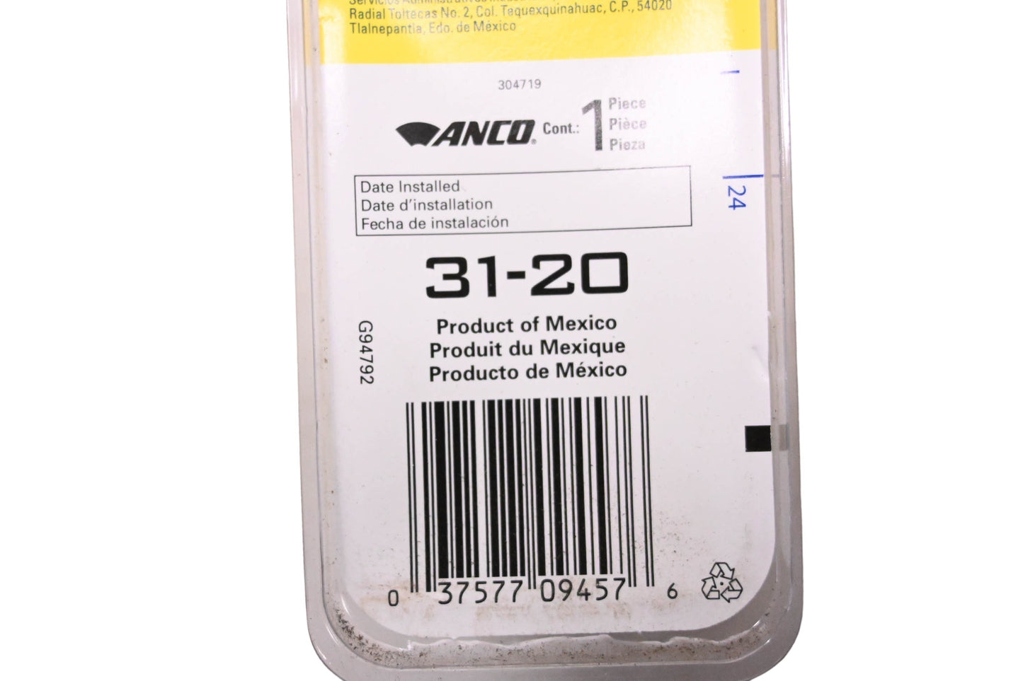 Anco 31-20 20" Windshield Wiper Assembly NOS