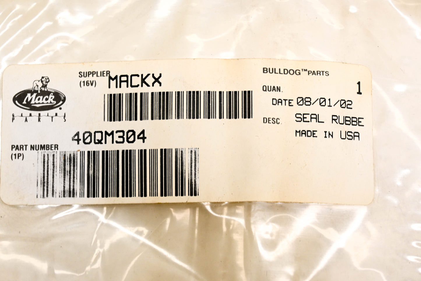 Mack 40QM304 Rubber Seal NOS