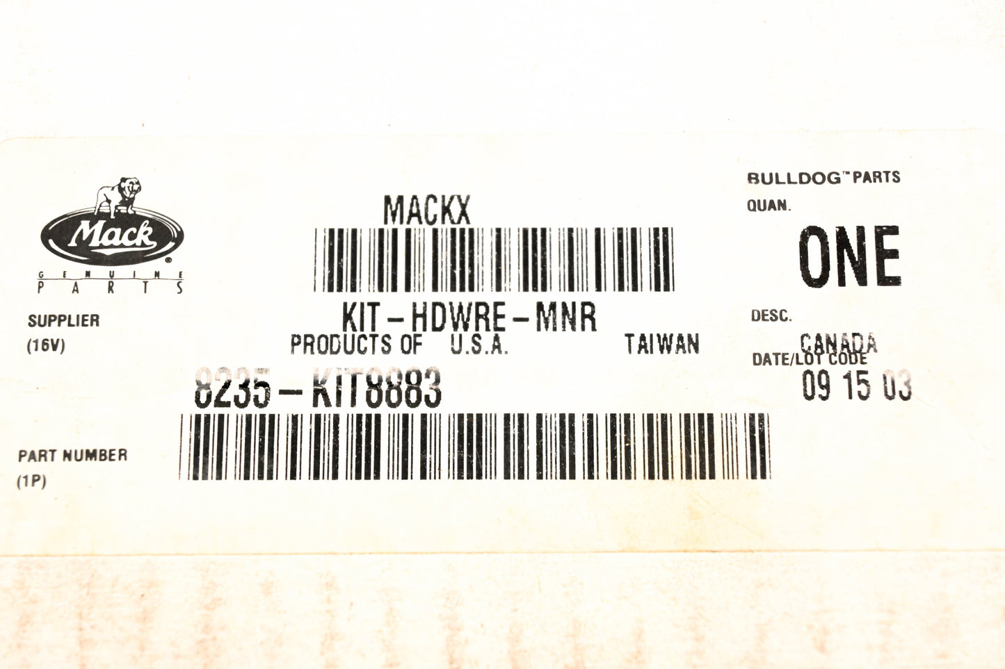 Mack 8235-KIT8883, KIT-8883 Meritor Brake Hardware Kit NOS