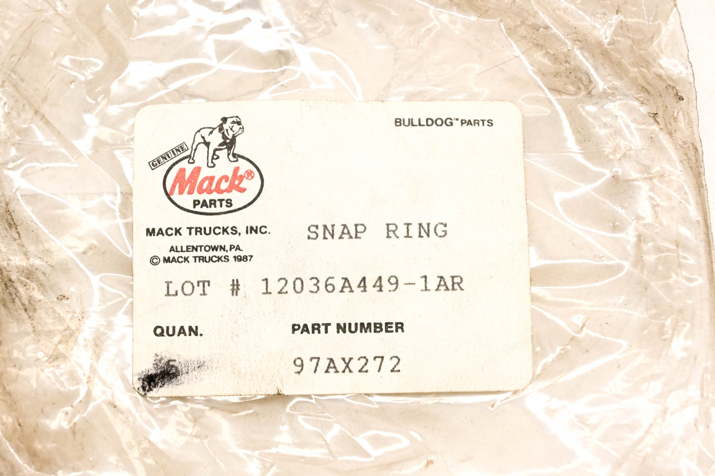 Mack 97AX272 Snap Ring NOS