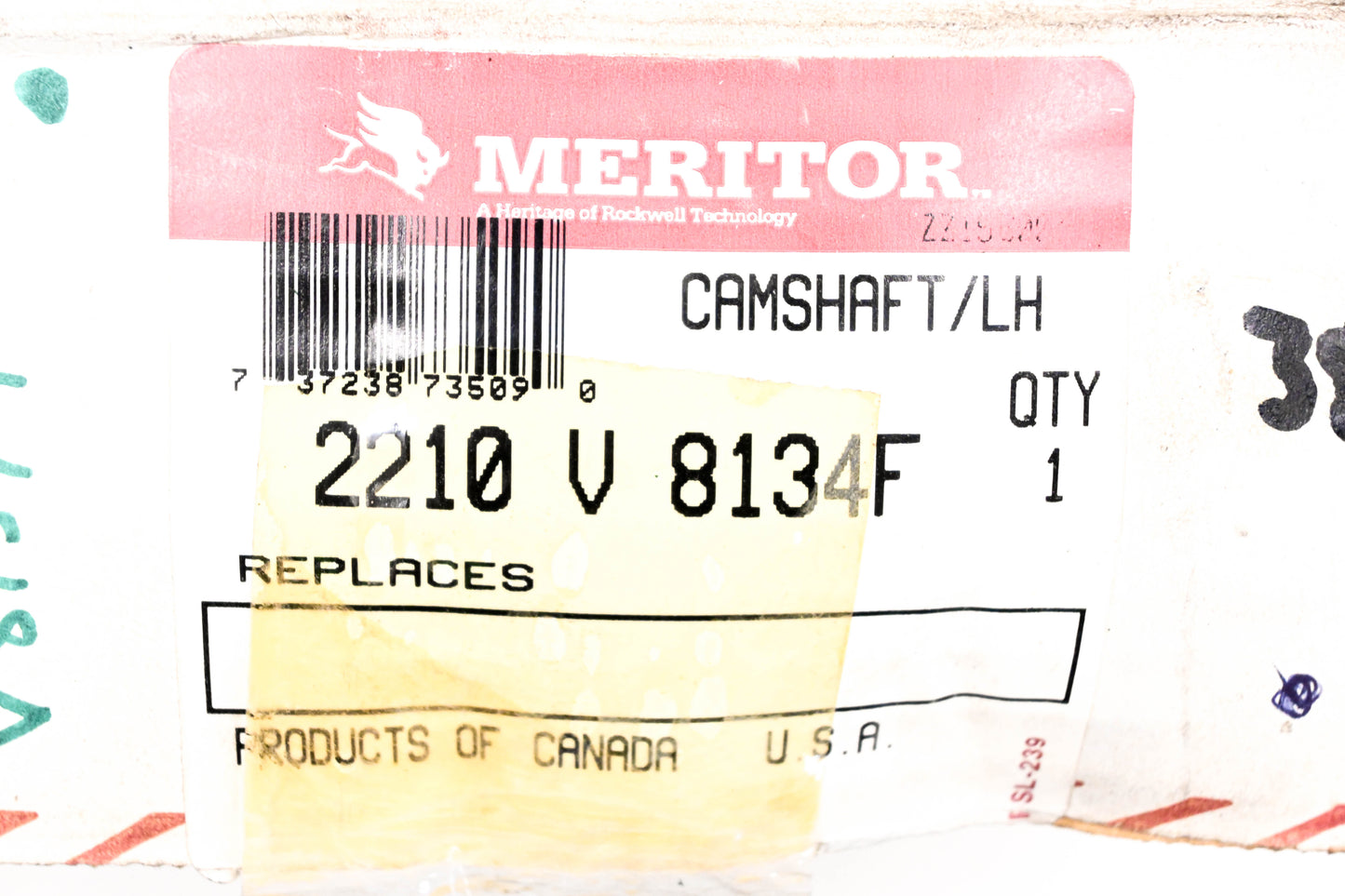 Meritor 2210V813F, 8235-2210V8134F Mack Lefthand Camshaft NOS