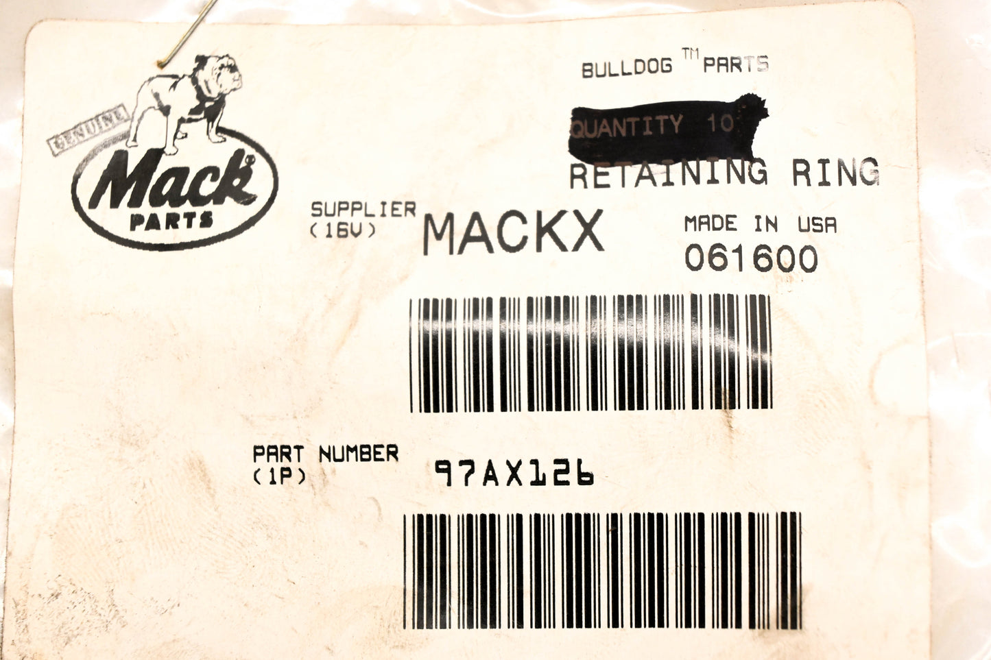 Mack 97AX126 Retaining Ring NOS