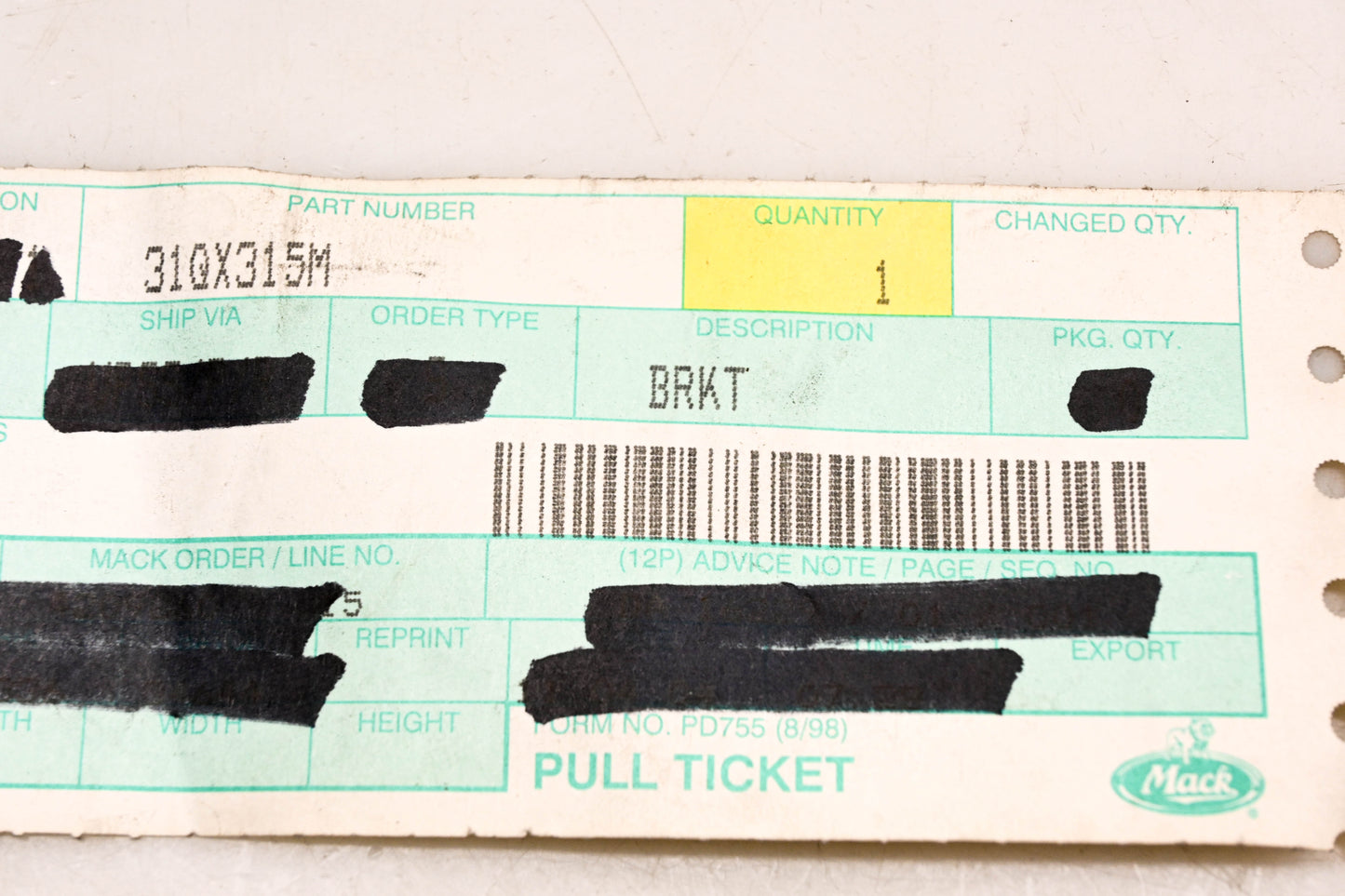 Mack 31QX315M Bracket NOS
