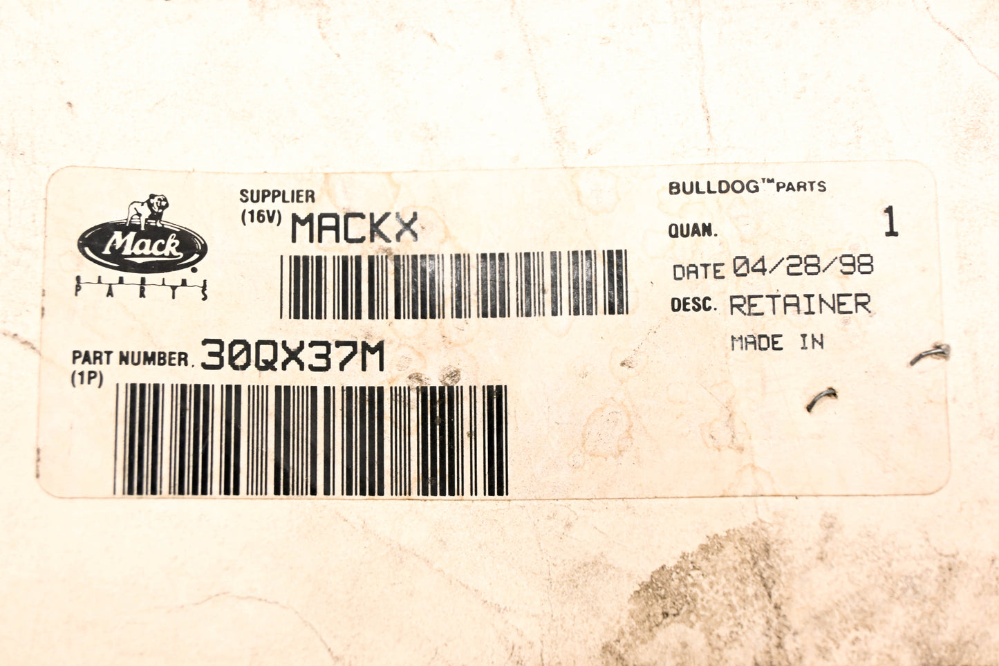 Mack 30QX37M Retainer Bracket NOS