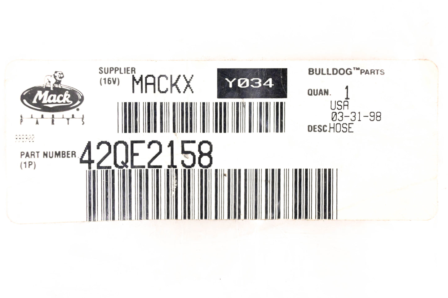 Mack 42QE2158 Parker Flex Hose NOS