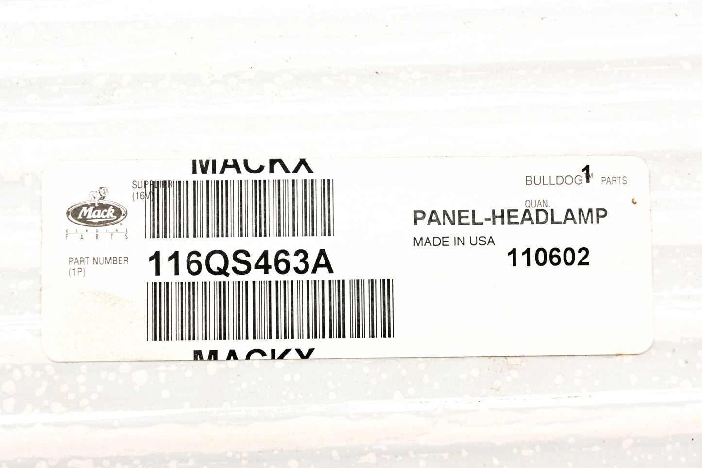 Mack 116QS463A Headlight Panel NOS