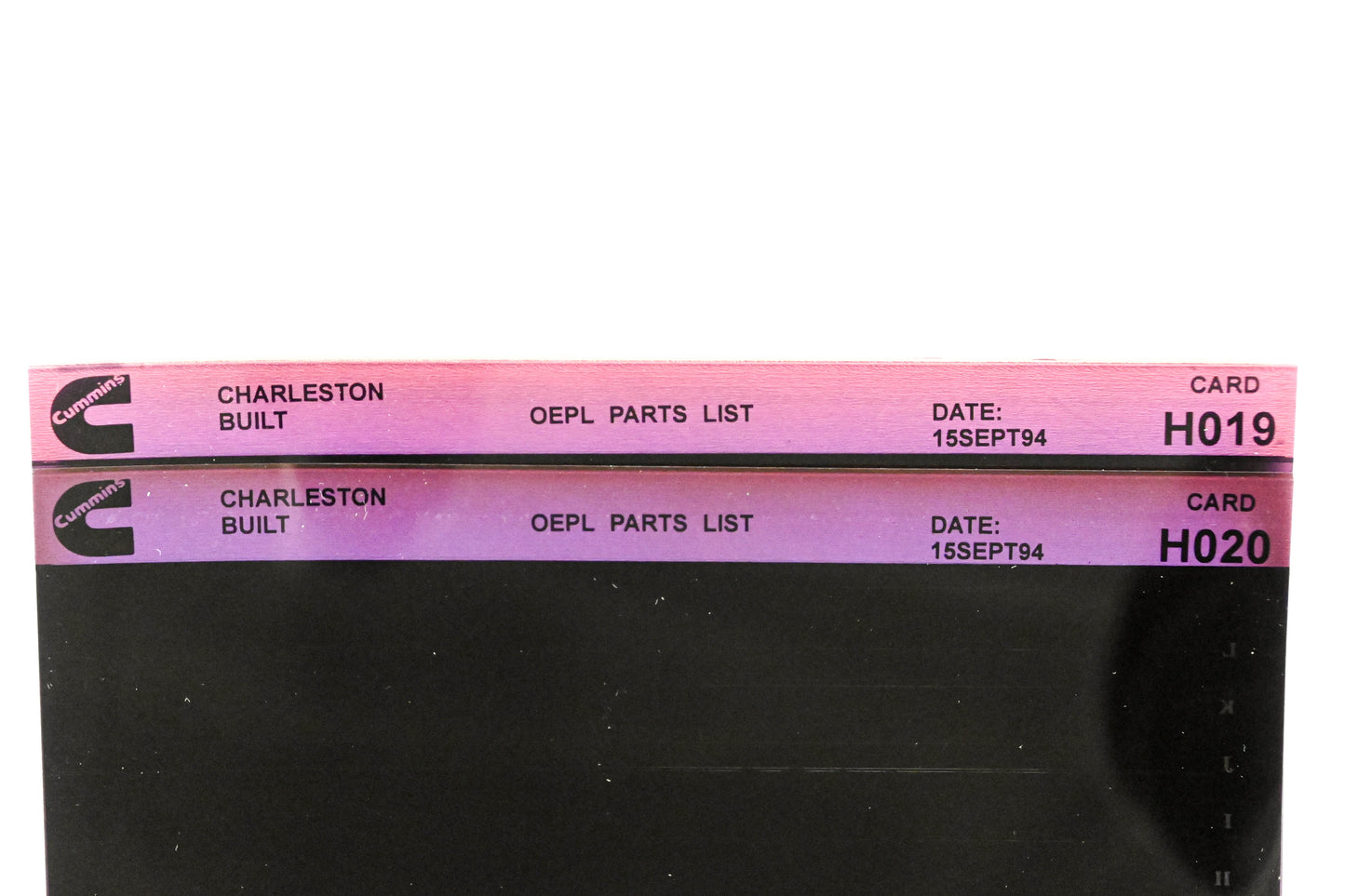 Cummins H019, H020 1994 Charleston OEPL Parts List Microfiche Lot of 2 NOS