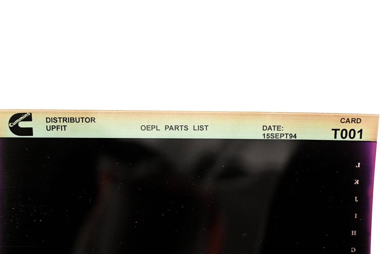 Cummins T001 1994 Upfit OEPL Parts List Microfiche NOS