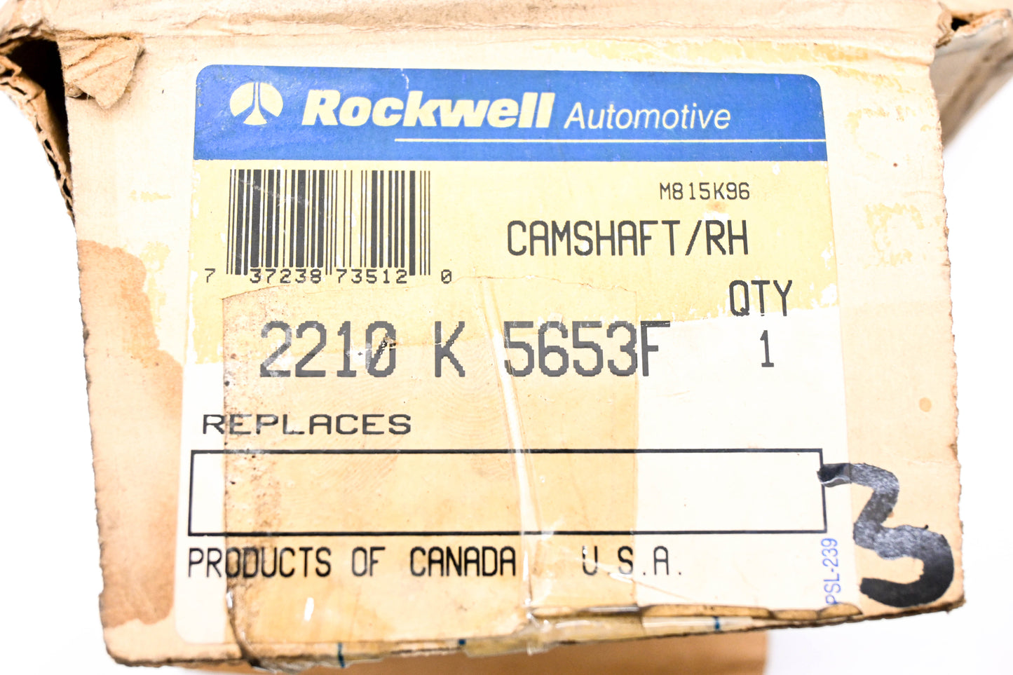 Mack 2210K5653F, 8235-2210K5653F Rockwell Righthand Camshaft NOS