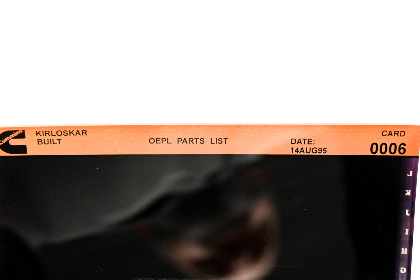 Cummins O006 1995 Kirloskar OEPL Parts List Microfiche NOS
